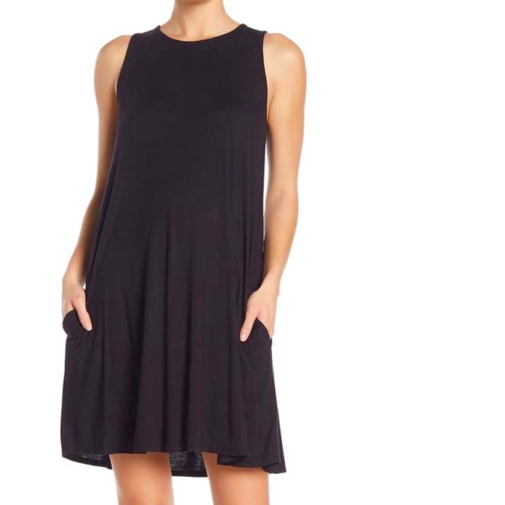 Black Abound Sleeveless Swing Dress